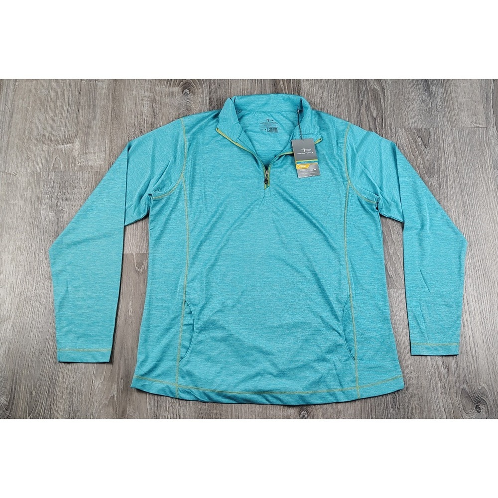 Page & Tuttle Cool Swing Men Quarter‎ Zip Pullover L Blue UPF30 Moisture Wicking